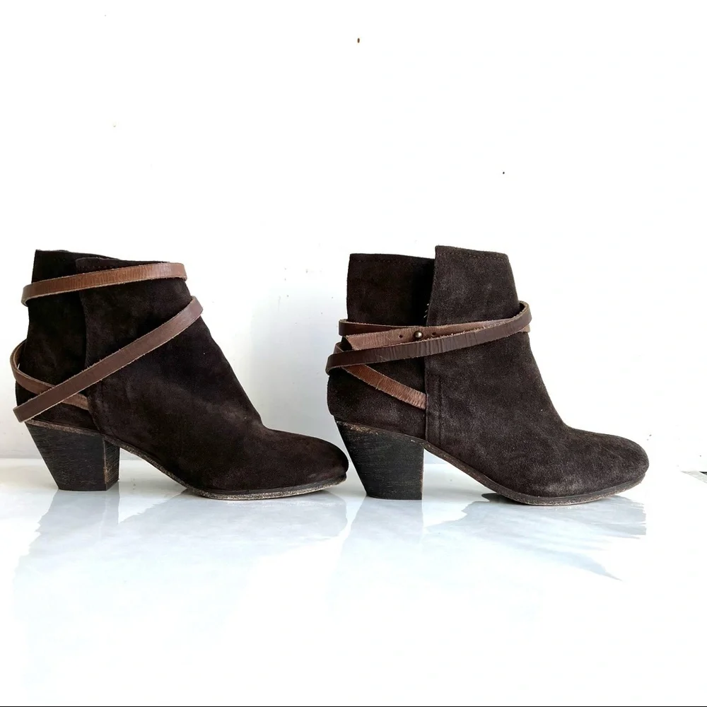 ASH Nikita Ankle Bootie Brown Suede Size 38